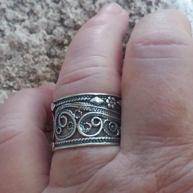 Sterling silver ring , Hippie Rings filigree handcrafted Israeli designer, bohemian ring, chic ring - Bluenoemi