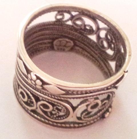 Sterling silver ring , Hippie Rings filigree handcrafted Israeli designer, bohemian ring, chic ring - Bluenoemi