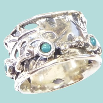 Bluenoemi Turquoise Tranquility: Sterling Silver Turquoise Ring by Israeli Designer - Bluenoemi