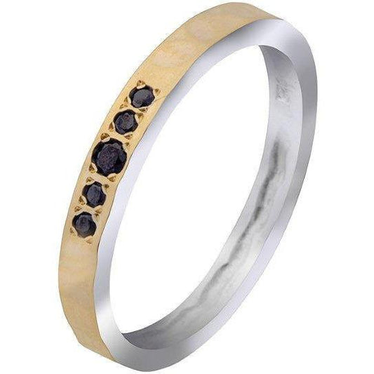 Woman's ring, Black Diamonds silver and gold ring for woman, Wedding rings. Black Ring. - Bluenoemi