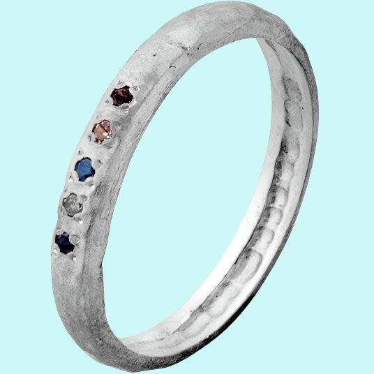 Woman's ring, Mix diamonds silver ring silver stacking ring - Bluenoemi