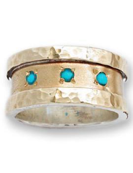 Chic Ring for woman sterling silver gold 9 carats set with blue opals. - Bluenoemi