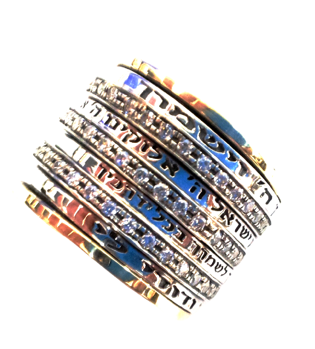 Israeli Spinner Rings Stackable Unisex Blessing Spinner Ring, Silver and Gold Rings - Bluenoemi