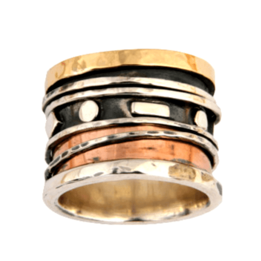 Elegant Spinner Ring Meditation ring Sterling silver 9K yellow rose gold. - Bluenoemi