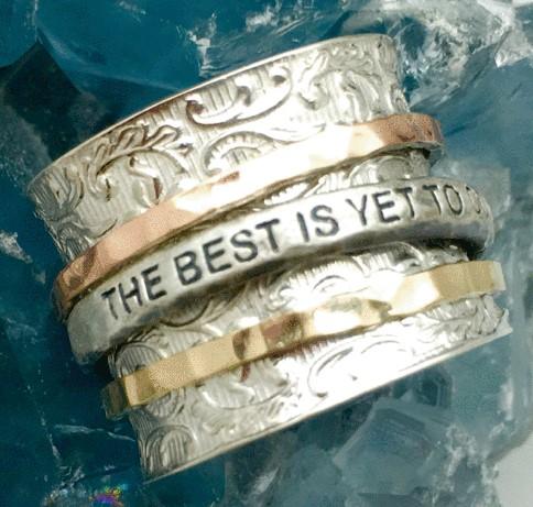 Bluenoemi Israeli Spinner Ring Silver Gold Afirmation Rings "The best is yet to come" - Bluenoemi