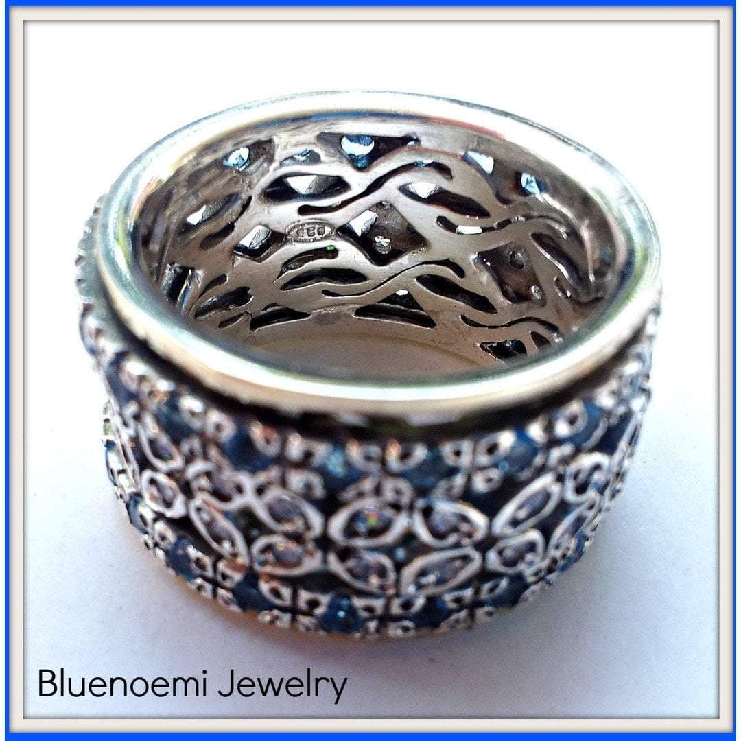 Bluenoemi Spinner Ring, Silver Gold Ring for Woman, Artistic Zircons ring - Bluenoemi