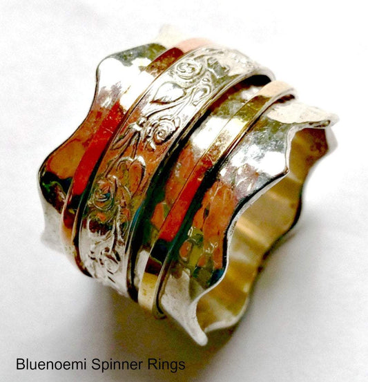 Bluenoemi Spinner Ring for Woman, romantic Israeli floral spinning rings - Bluenoemi