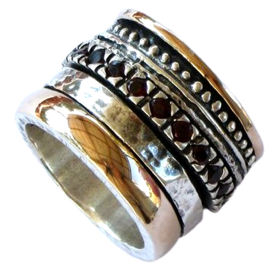 spinner rings for women amazing Ring for Woman. Silver Gold Zircons / Garnets / Opals. - Bluenoemi