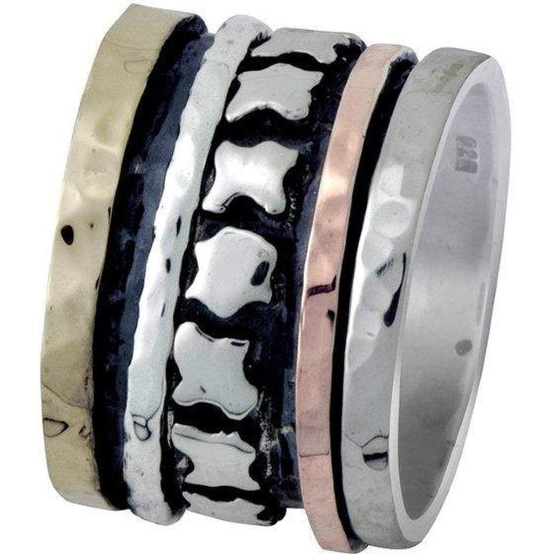 Israeli Jewelry sterling silver statement ring 9 ct gold. 3 Colours metals Spinner Ring - Bluenoemi