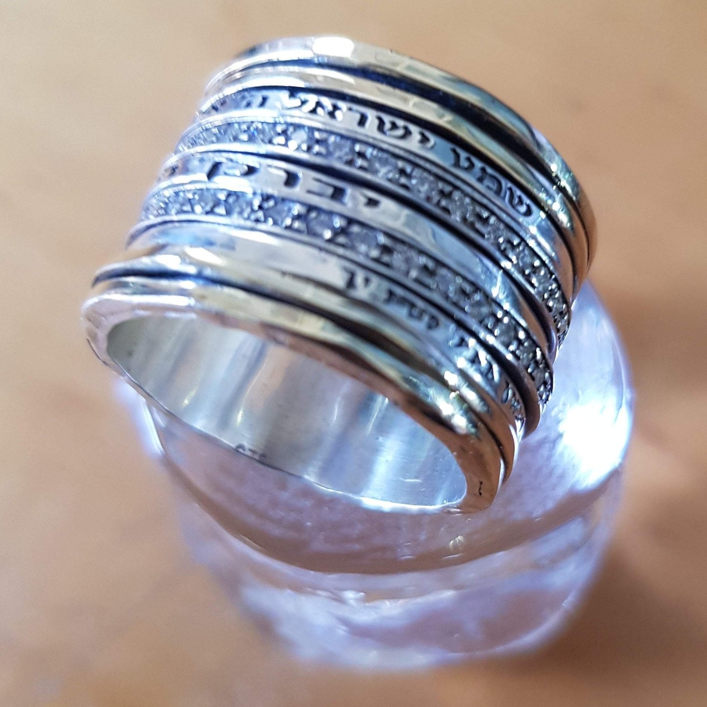 Bluenoemi Israeli spinner rings | Rings for Woman | Bluenoemi israeli jewelry | Personalized Meditation Ring with Blessings / Quotes - Bluenoemi