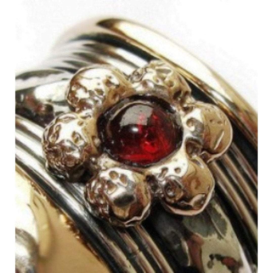 Meditation ring for woman spinner ring , floral garnet rings israeli jewelry - Bluenoemi