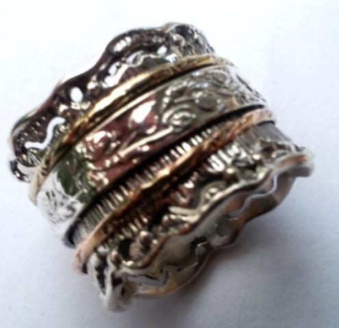 Romantic Floral spinner spinning ring silver gold Meditation rings - Bluenoemi