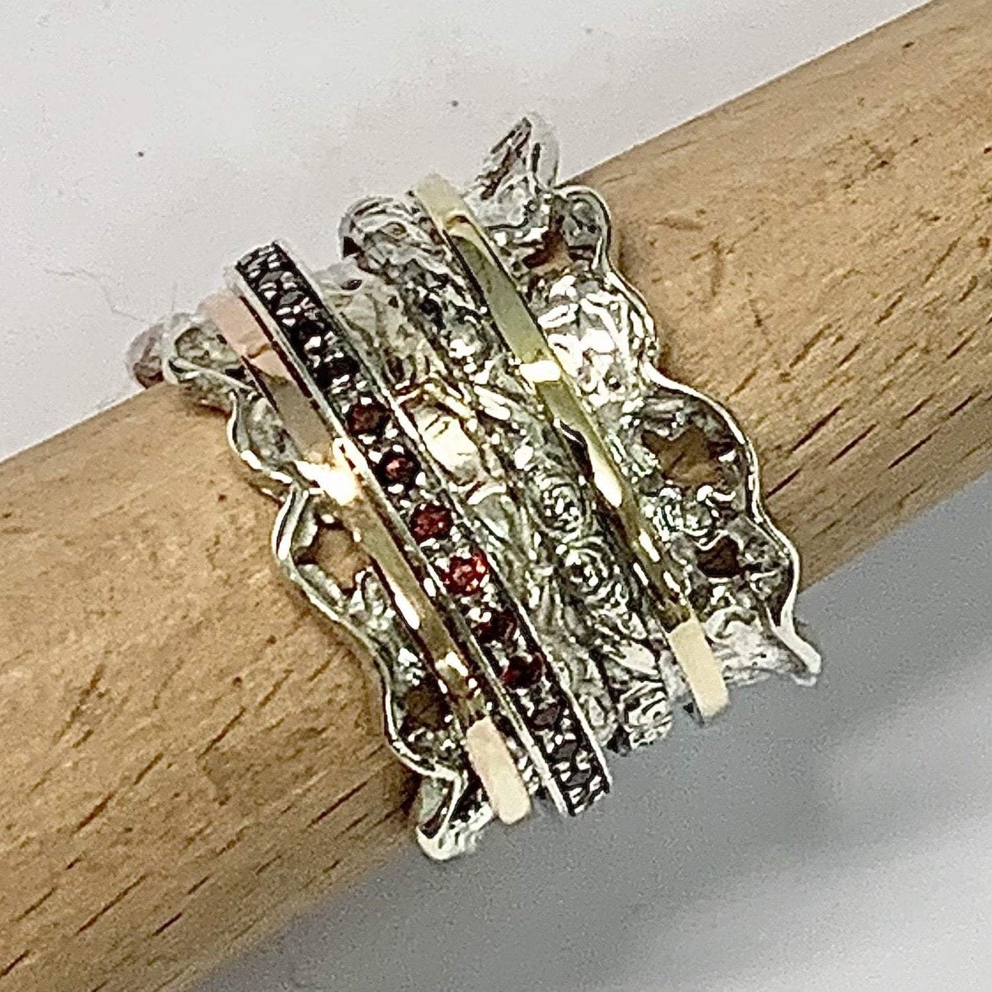 Unique spinner rings fidget ring womens Silver Gold Spinner ring - Bluenoemi