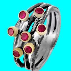 Ruby Ring Jewelry, vintage rings sterling silver and 9kt Gold Ring. - Bluenoemi