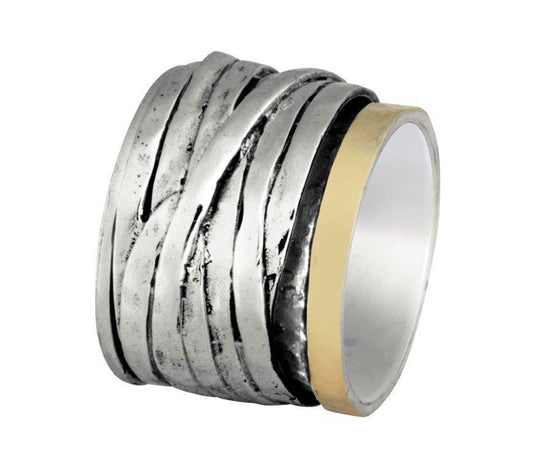 Spinner ring silver 9ct gold spin ring for woman. - Bluenoemi