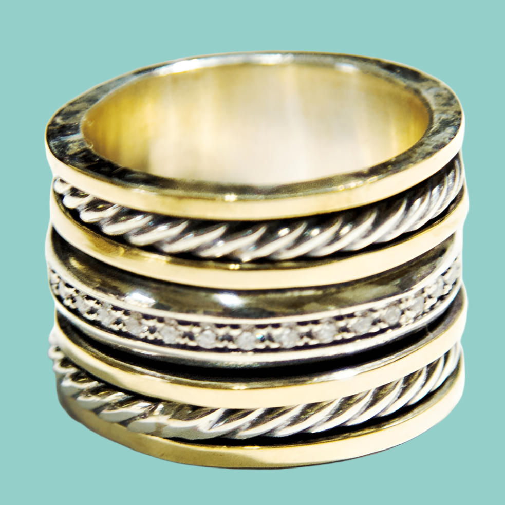 Spinner ring , Sterling Silver 9K gold ring, rings for woman - Bluenoemi