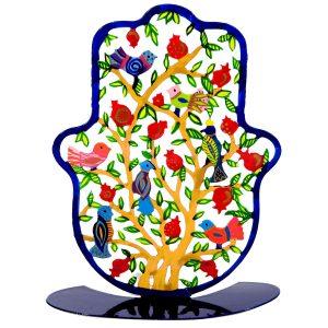 Bluenoemi Israeli Gifts Hamsa Metal Laser Cut Flowers Birds Pomegranates Tree. Mano de fatima - Bluenoemi