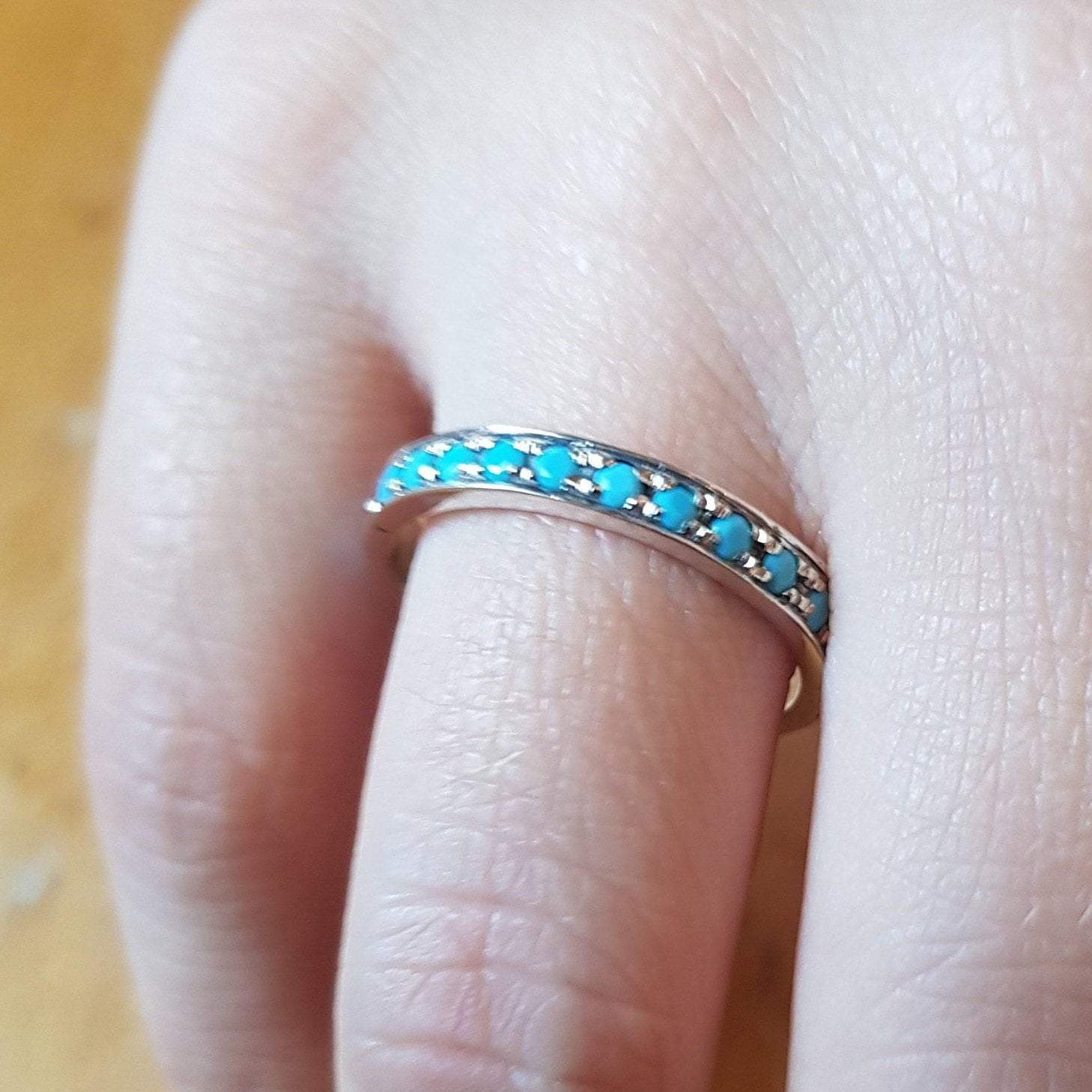 womens rings, rings for women, stacking ring, blue opals ring, delicate jewelry, sterling band ring for woman - Bluenoemi