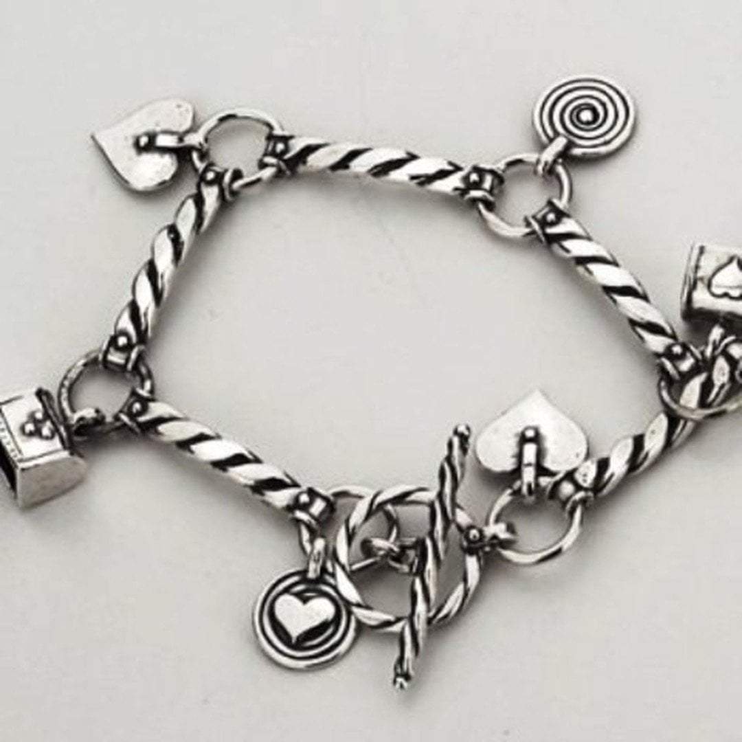 Sterling Silver Charms Bracelets , hearts bracelet , Boho Hippie jewelry - Bluenoemi