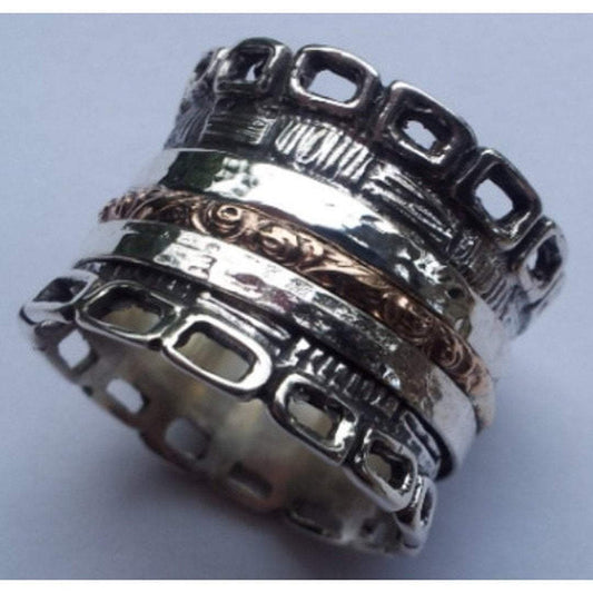 Spinner ring silver gold designer Israeli rings Meditation rings - Bluenoemi