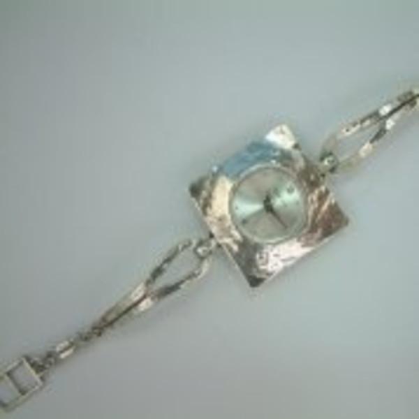 Watch ISRAELI Hammered Sterling Silver 925 Bracelet Watch Japanese Myota opals - Bluenoemi