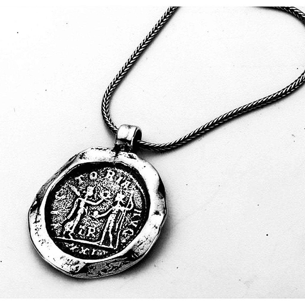 Roman Coin Replica Necklace Pendant sterling silver necklace - Bluenoemi