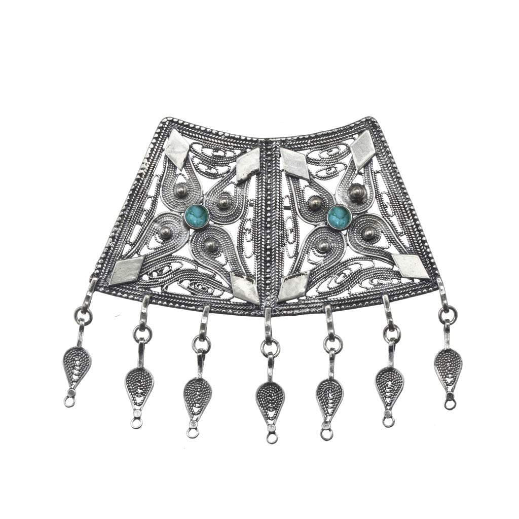 Yemenite jewelry silver chain and pendant filigree ethnic necklace for woman - Bluenoemi