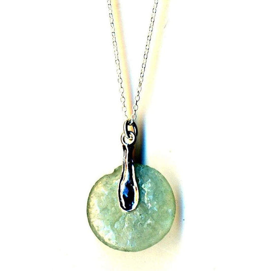 Roman glass necklace. Designer Sterling silver necklace with roman glass - Bluenoemi