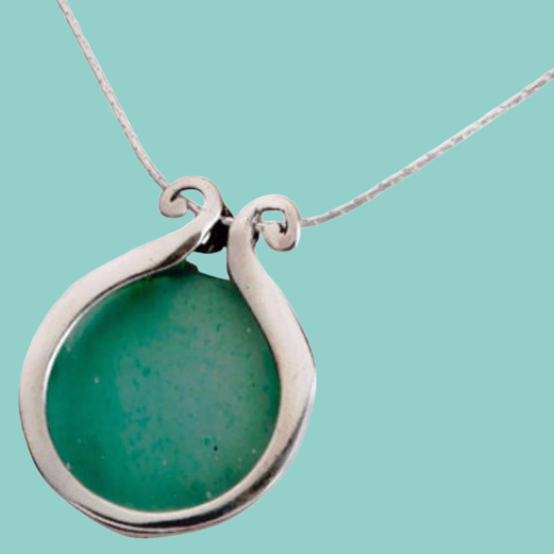 Roman Glass necklace on silver - Bluenoemi