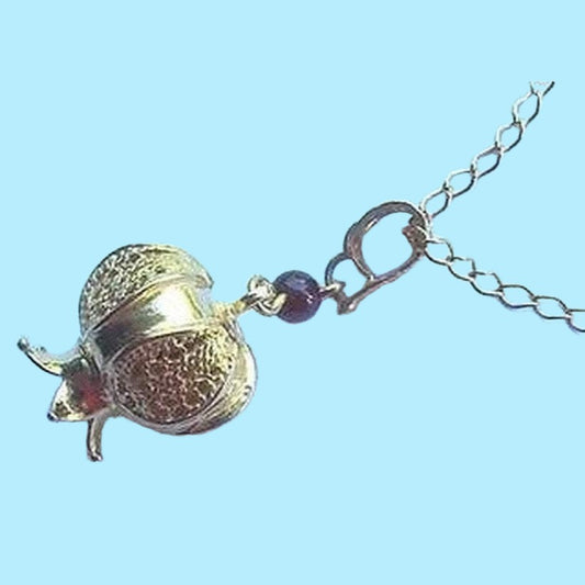 Necklace pendant Sterling silver gold plated pomegranate garnet - Bluenoemi