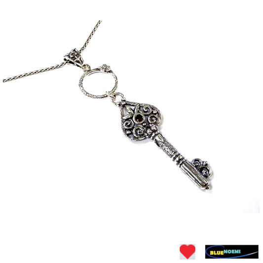 Elegant Sterling silver key to my Heart necklace key pendant Valentine Love Gift - Bluenoemi