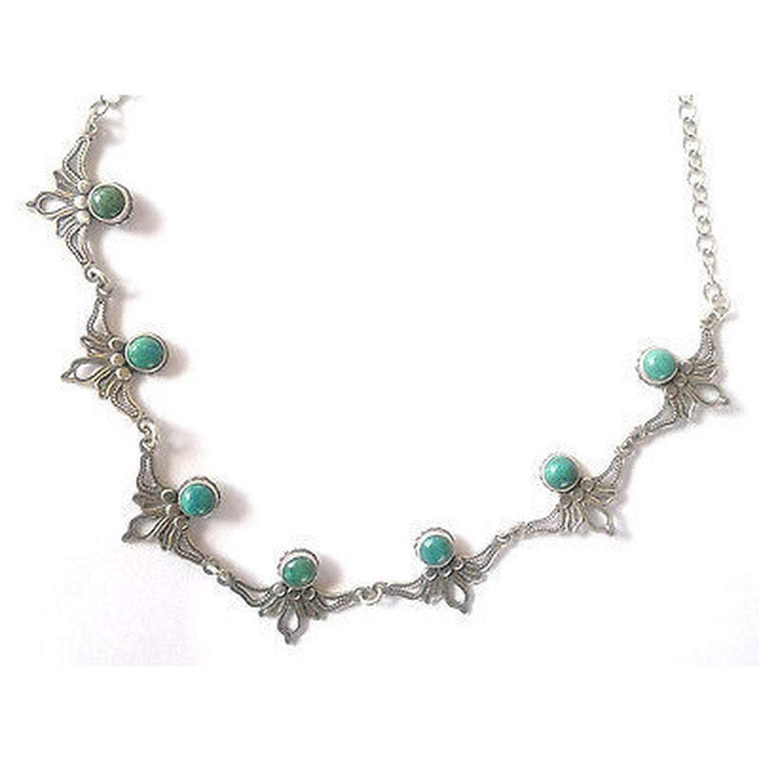 Sterling silver necklace Eilat stone filigree - Bluenoemi