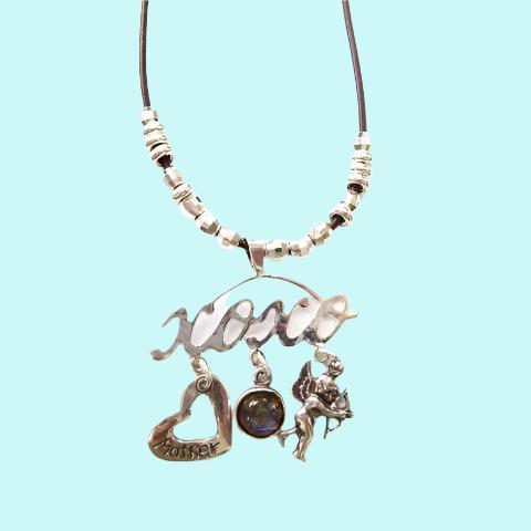 Sterling Silver charms xoxo Love Mother necklace - Bluenoemi