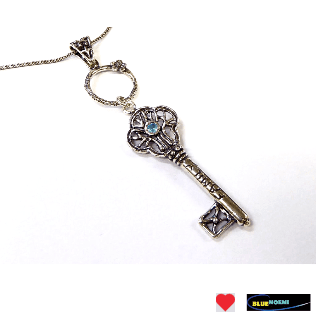 Sterling silver key to my Heart necklace key pendant Love Gift - Bluenoemi