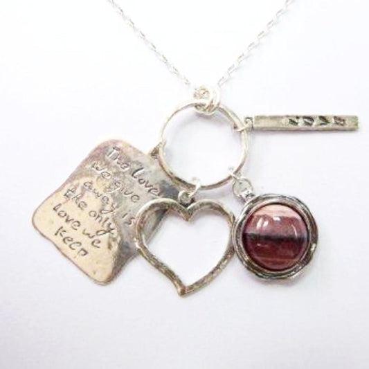 Sterling Silver Love message necklace with charms - Bluenoemi