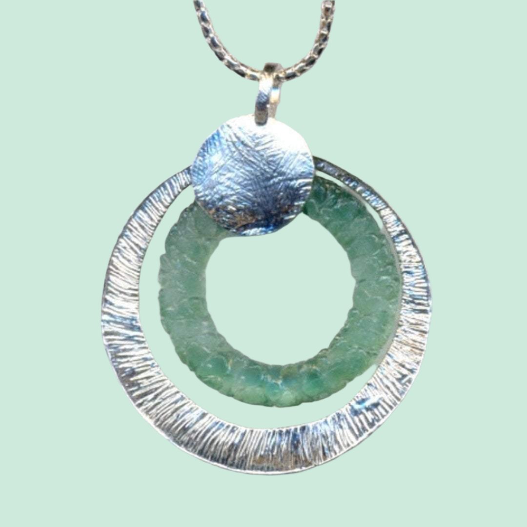 Bluenoemi Necklaces & Pendants Sterling silver necklace, Roman Glass pendant,  Israeli handwork jewelry, Bohemian Jewelry