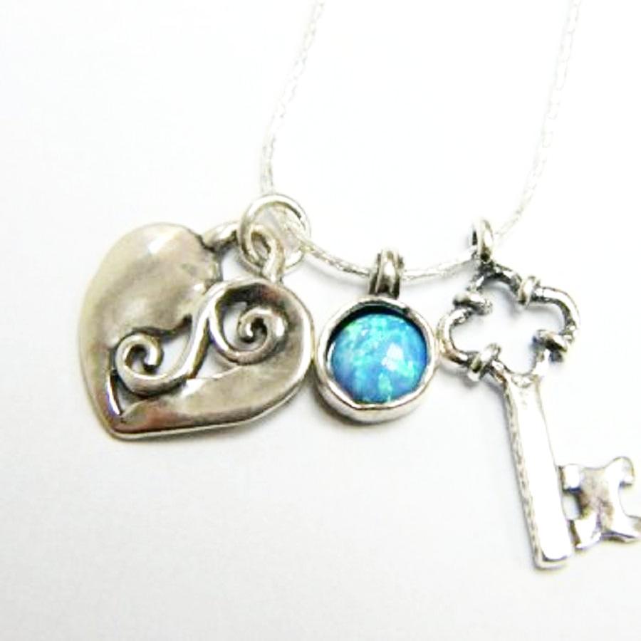 Heart Key necklace sterling silver - Bluenoemi