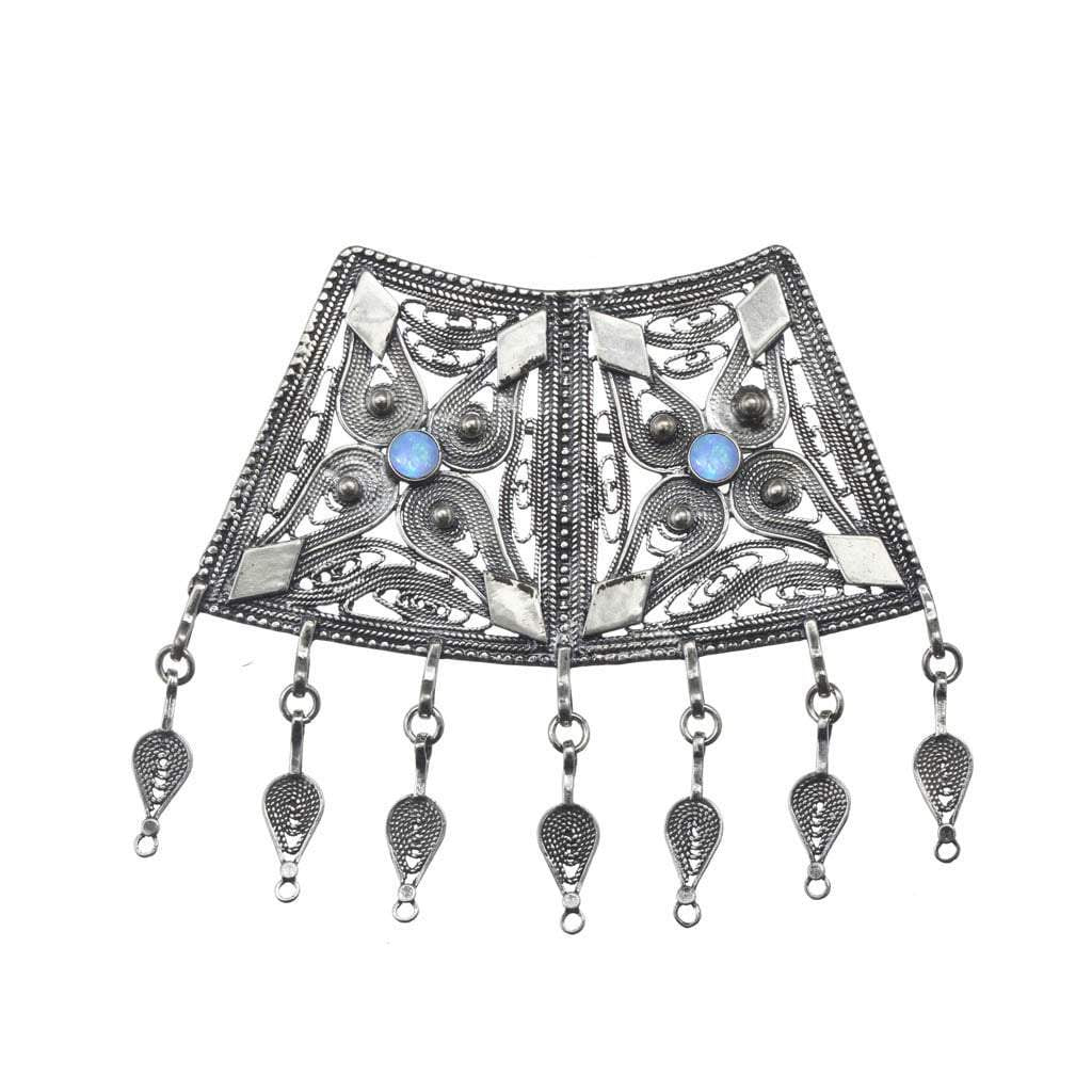 Yemenite jewelry silver chain and pendant filigree ethnic necklace for woman - Bluenoemi