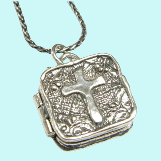 Sterling Silver Necklace Cross Locket for woman - Bluenoemi