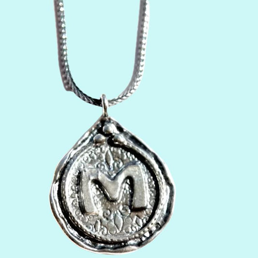 Sterling silver Monogram necklace Israeli handwork Valentine Gift - Bluenoemi