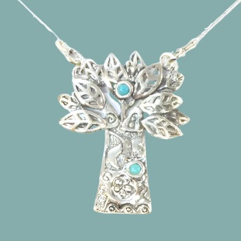 Sterling Silver Tree of Life Necklace for woman with Opals / turquoises / garnets - Bluenoemi