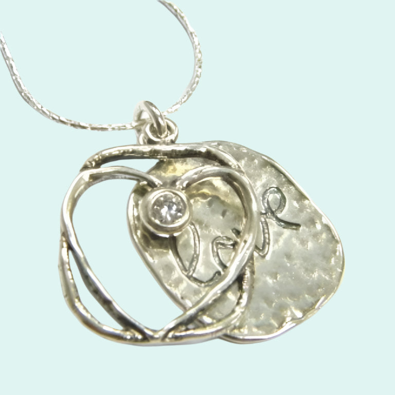 Sterling Silver Necklace Love Pendants Necklaces for woman with Zircon - Bluenoemi