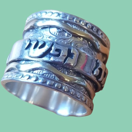 Love Ring Hebrew verse "I have Found the One my Soul Loves" Spinner Fidget Ring - Bluenoemi