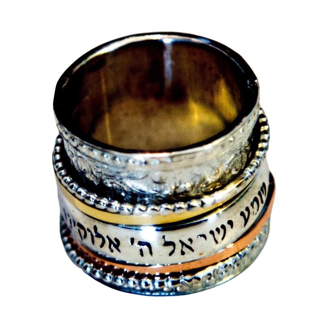 Meditation Ring Israeli Spinner Ring Personalized Rings. 925 Sterling Silver, 9k gold - Bluenoemi