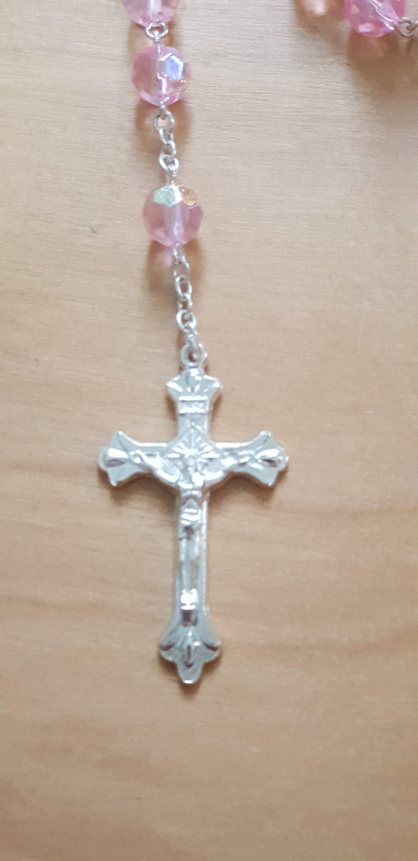 Bluenoemi Religious & Ceremonial > Religious Items > Prayer Beads pink Rosary from the Holy Land - Jerusalem Cross - Pink Beads