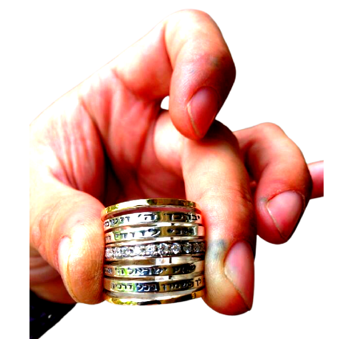 Bluenoemi Israeli Jewelry / Bless Prayer & Poesie Ring / Spinner Rings / Fidget rings for Woman - Bluenoemi