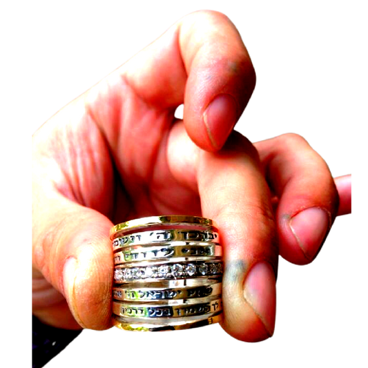 Bluenoemi Israeli Jewelry / Bless Prayer & Poesie Ring / Spinner Rings / Fidget rings for Woman - Bluenoemi