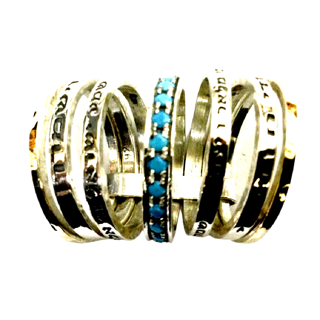 Bluenoemi Israeli Jewelry / Bless Prayer & Poesie Ring / Spinner Rings / Fidget rings for Woman - Bluenoemi