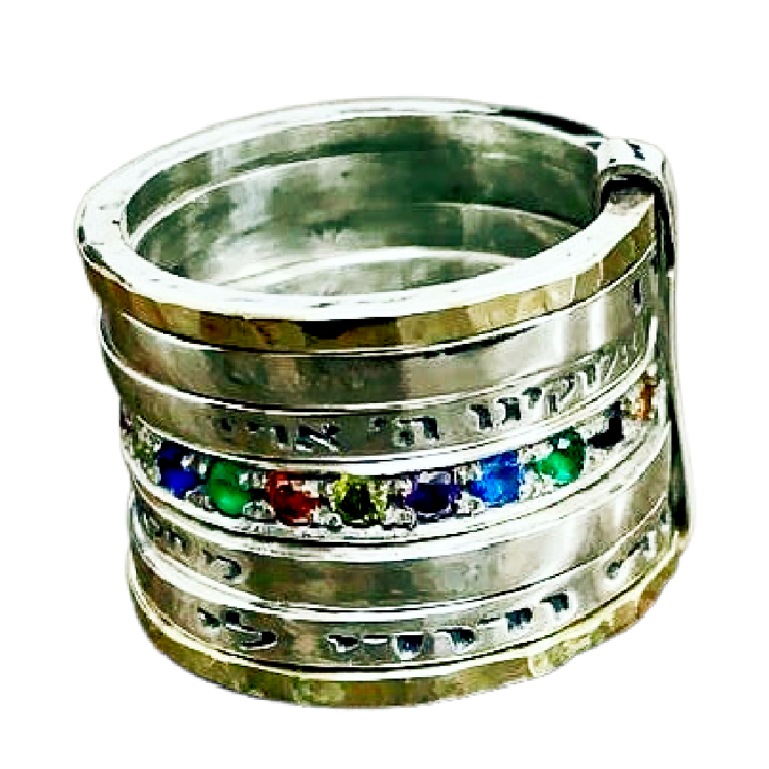 Bluenoemi Israeli Jewelry / Bless Prayer & Poesie Ring / Spinner Rings / Fidget rings for Woman - Bluenoemi