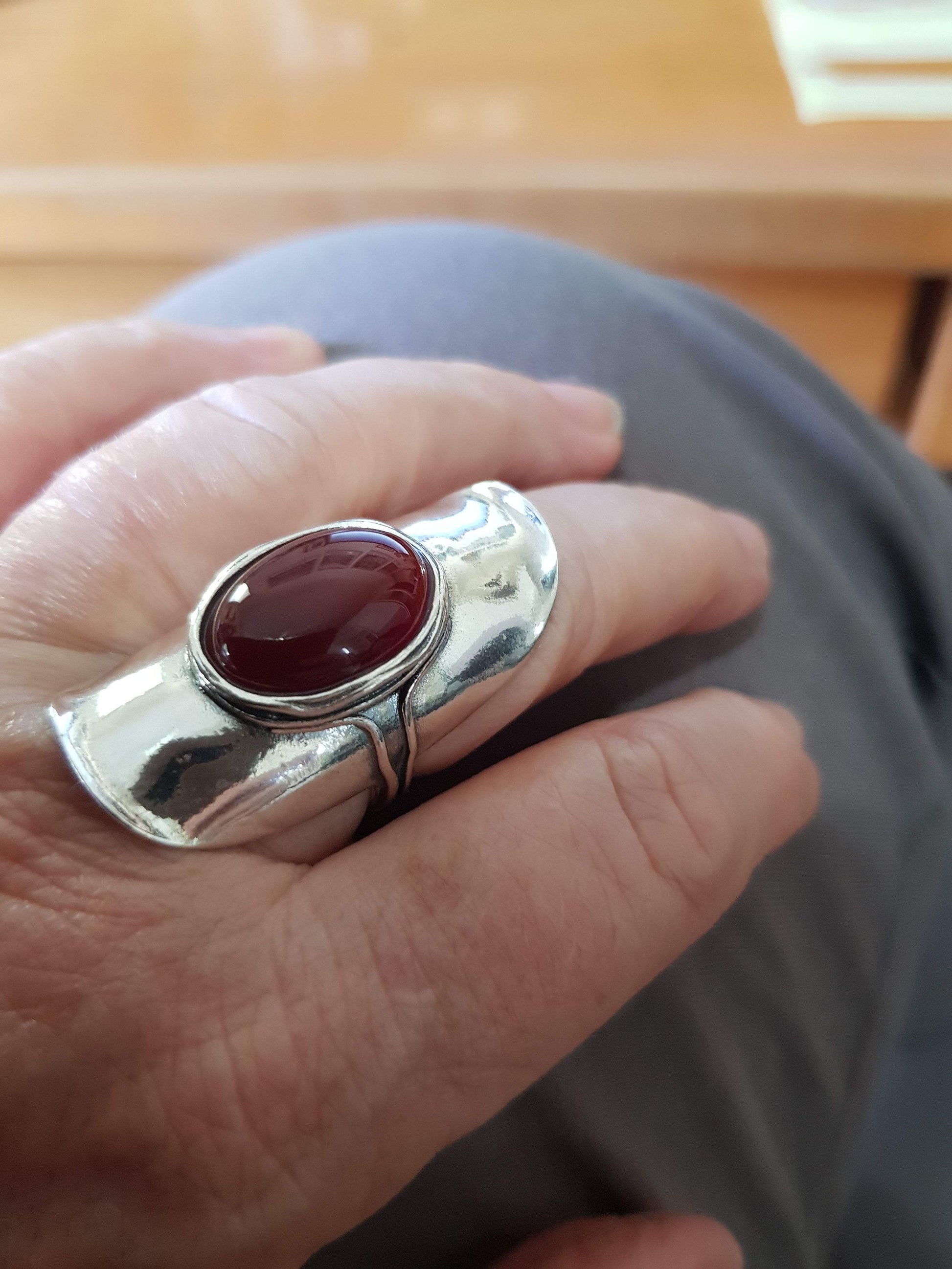 Bluenoemi Rings Bluenoemi Jewelry Silver Ring with Stone, Ring for woman, Red Carnelian Gemstone